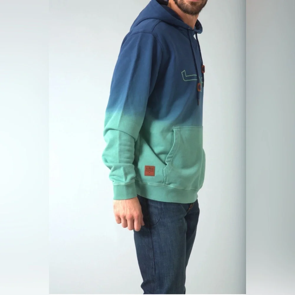 NWT Kimes Ranch Men’s Layton 22 Gradient Blue and Green Hoodie in Beachglass - Picture 3 of 11